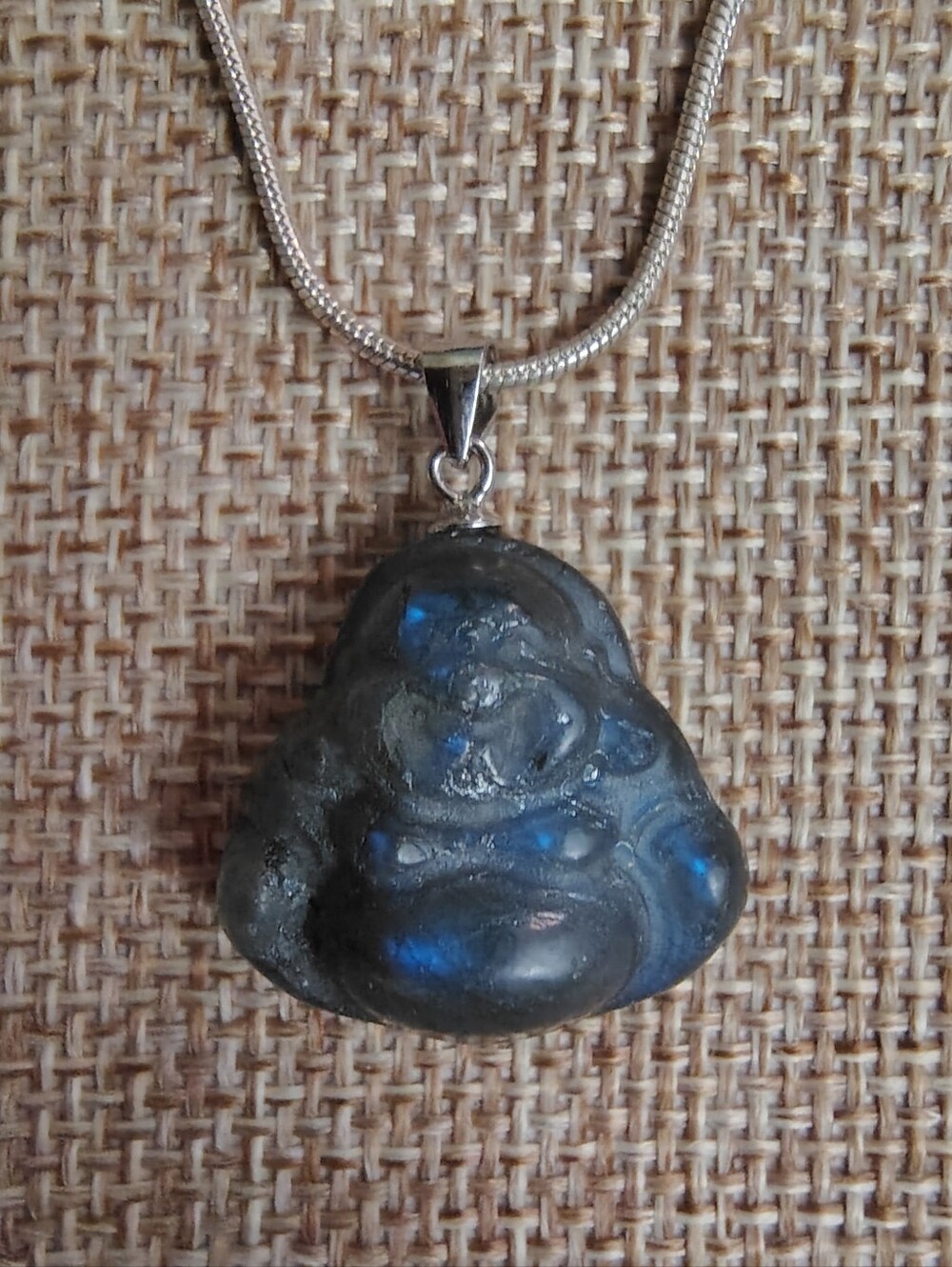 Labradorite Buddha Pendant Necklace